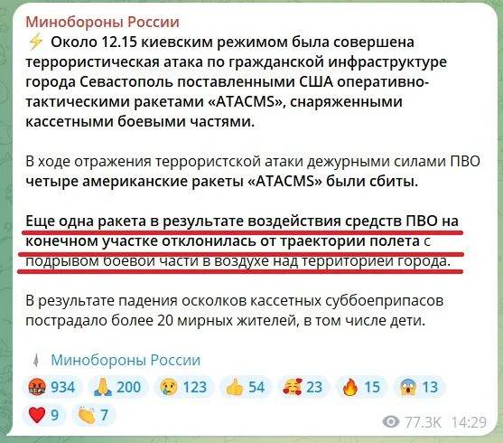 Съобщението на МО на РФ